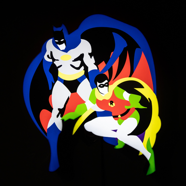 BATMAN & ROBIN LIGHT SCULPTURE BY MARCO LODOLA